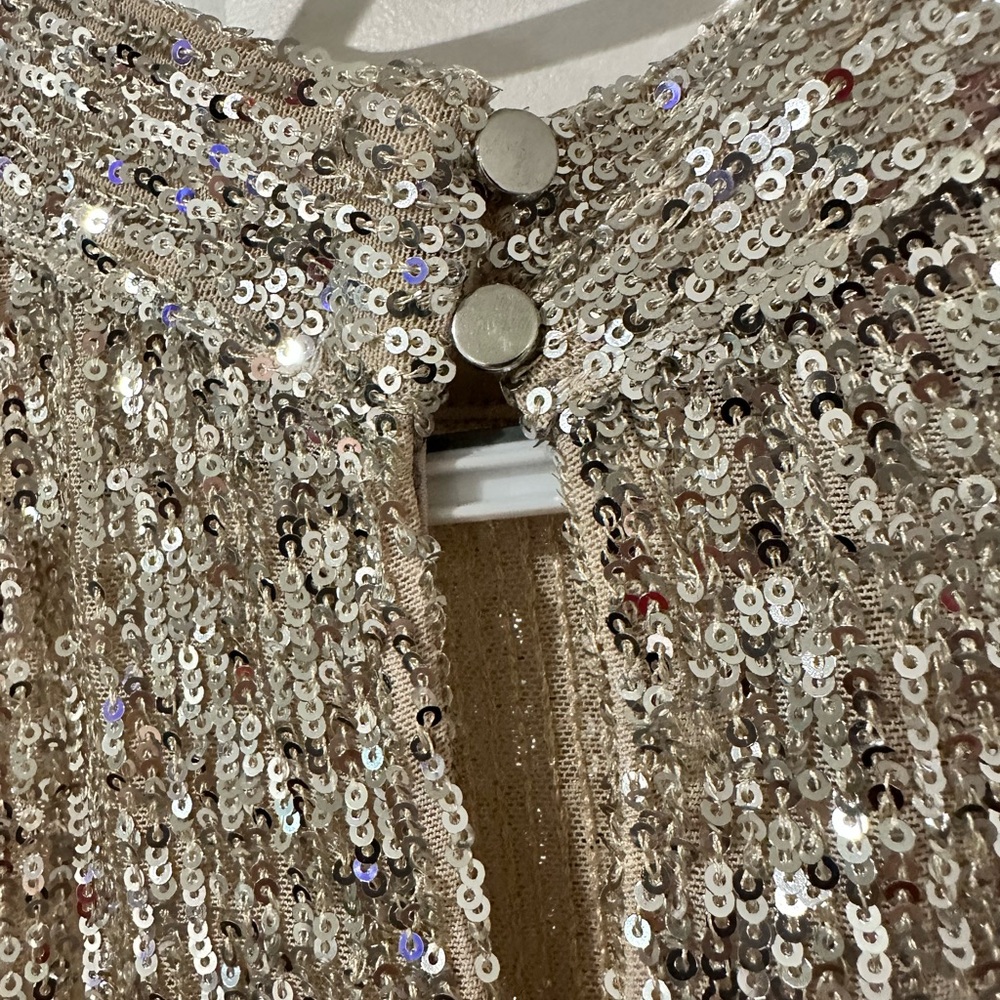Sequined Halter Tank Top in Champagne - Picture 5 of 10